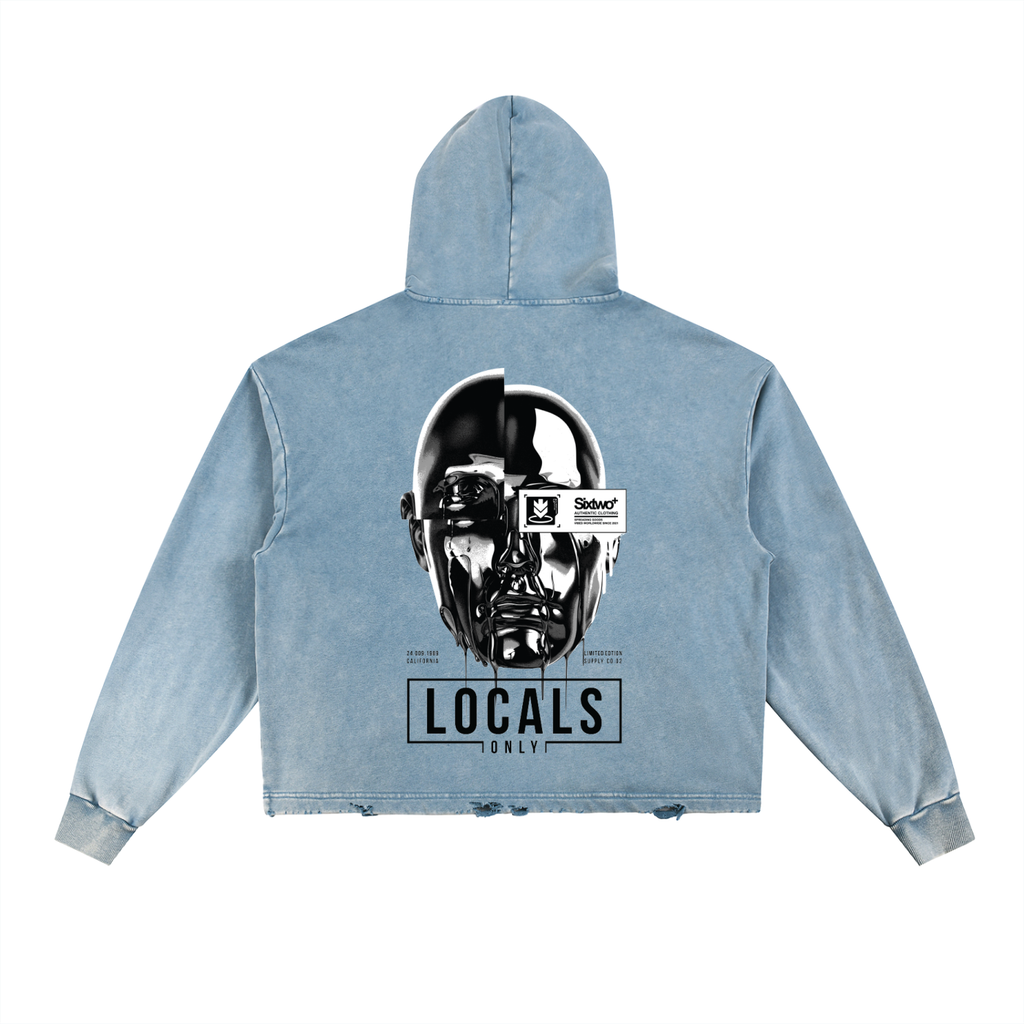 Vintage Washed Frayed-Hem Hoodie