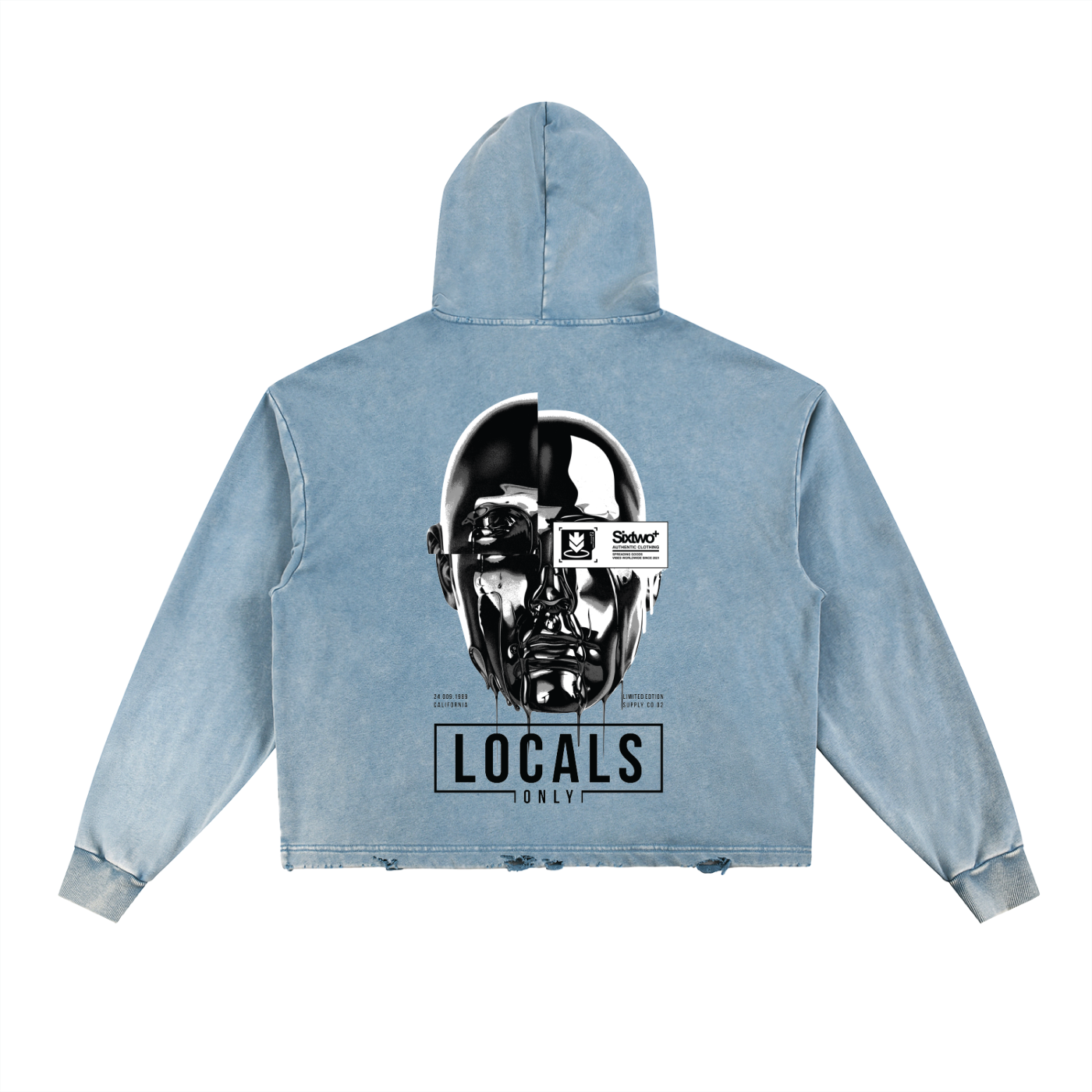 Vintage Washed Frayed-Hem Hoodie