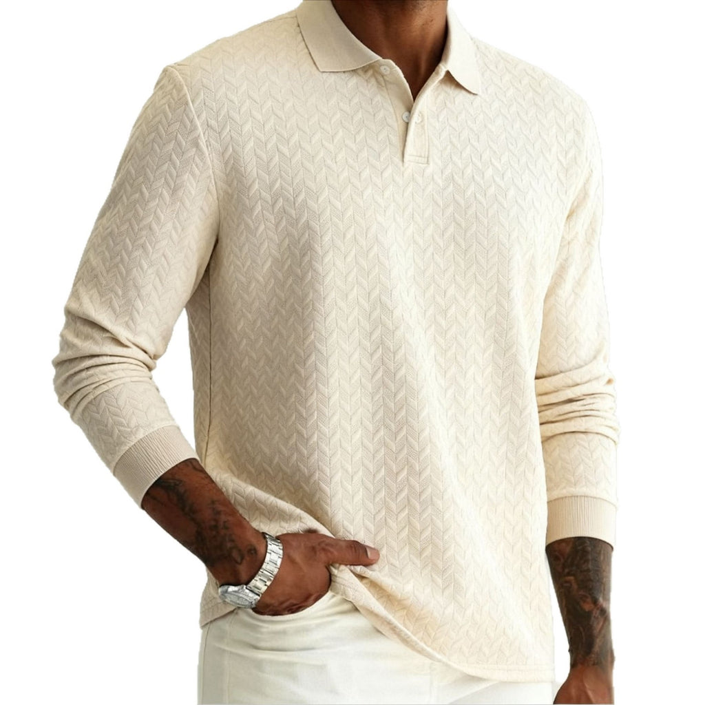 Men's Solid Color Lapel Button-front Long Sleeve Versatile Top