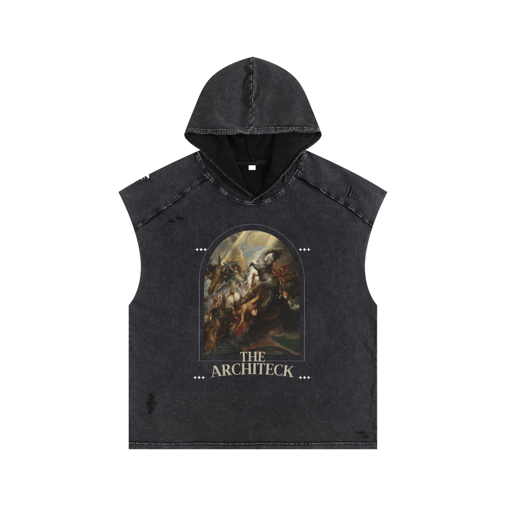 Snow Washed Boxy Hooded Tank Top