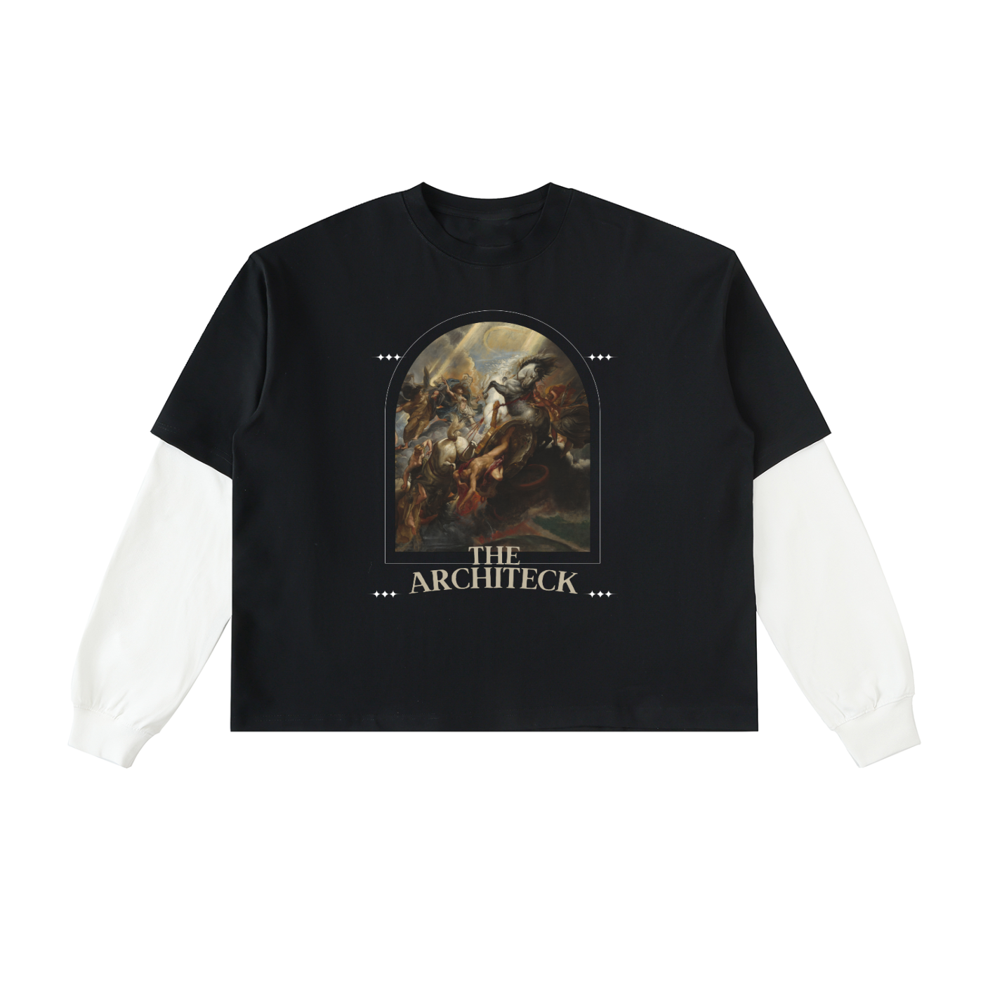 Layered Contrast Sleeve Cotton T-Shirt