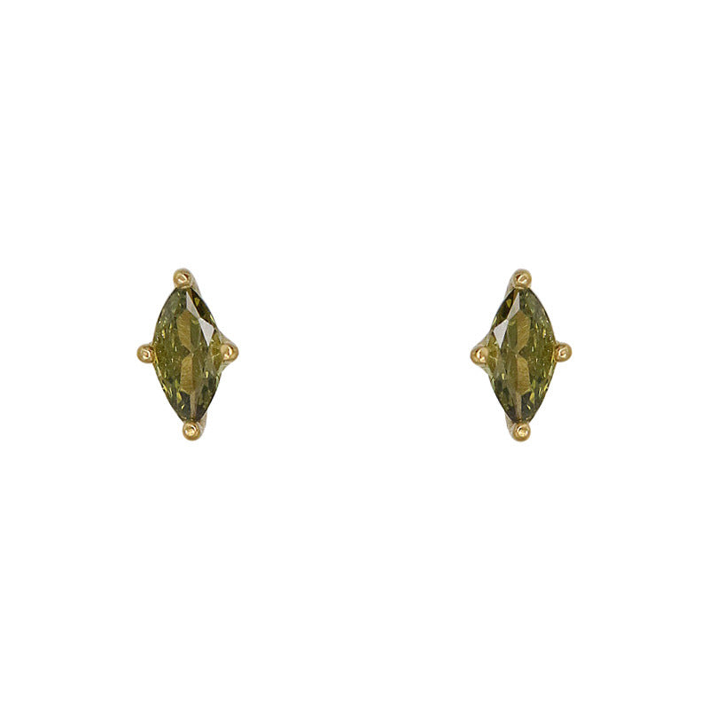 Olive Green Horse Eye Stud Earrings
