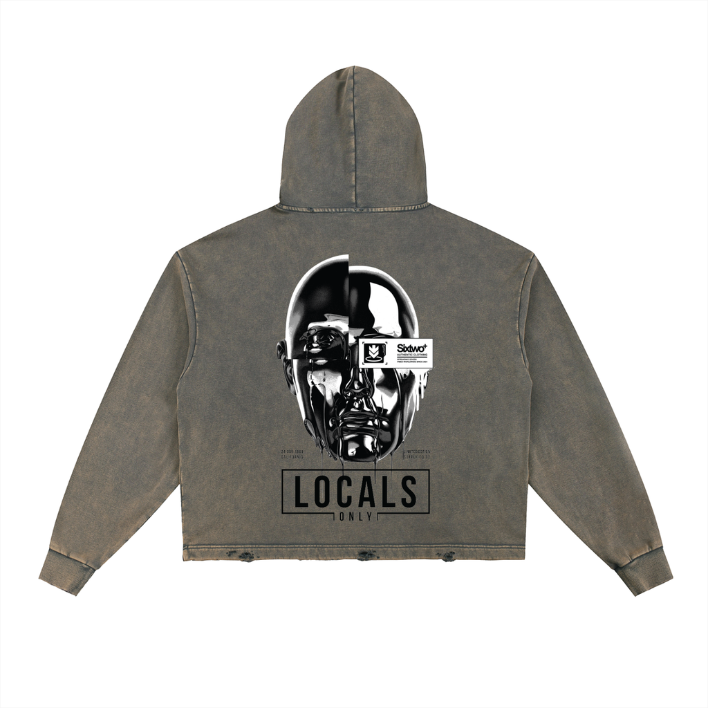 Vintage Washed Frayed-Hem Hoodie